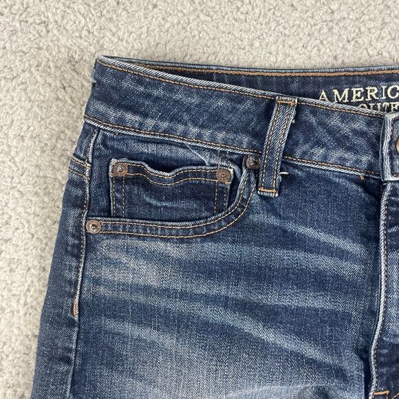 American Eagle Outfitters Women's US 6 Stretch Blue Vintage Hi-Rise Shorts - Picture 8 of 10